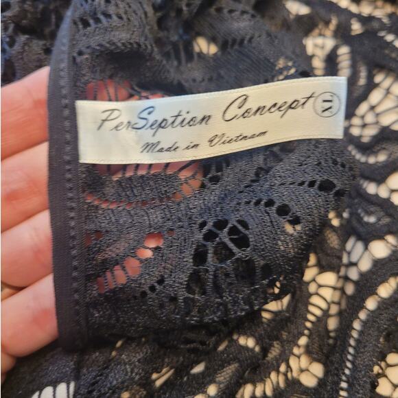 PerSeption Concept Black Lace Top Cottagecore Romantic Whimsigoth Witchy XL - Picture 2 of 4